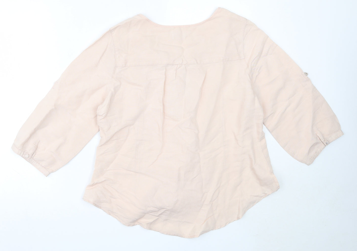F&F Womens Pink  Linen Basic Blouse Size 16 Round Neck