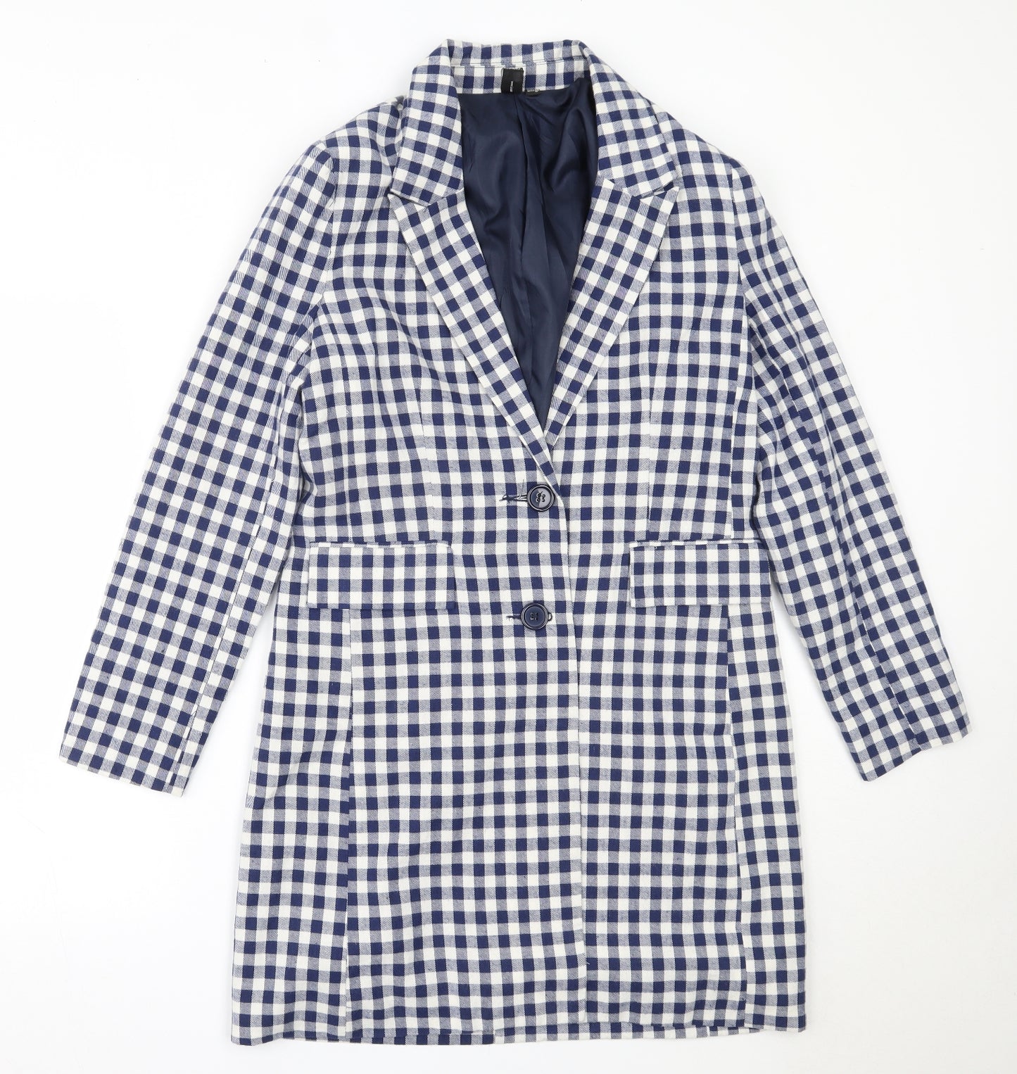 Izabel London Womens Blue Check  Overcoat Coat Size 10