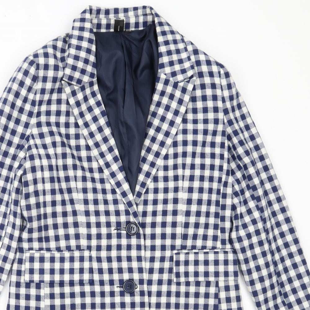 Izabel London Womens Blue Check  Overcoat Coat Size 10