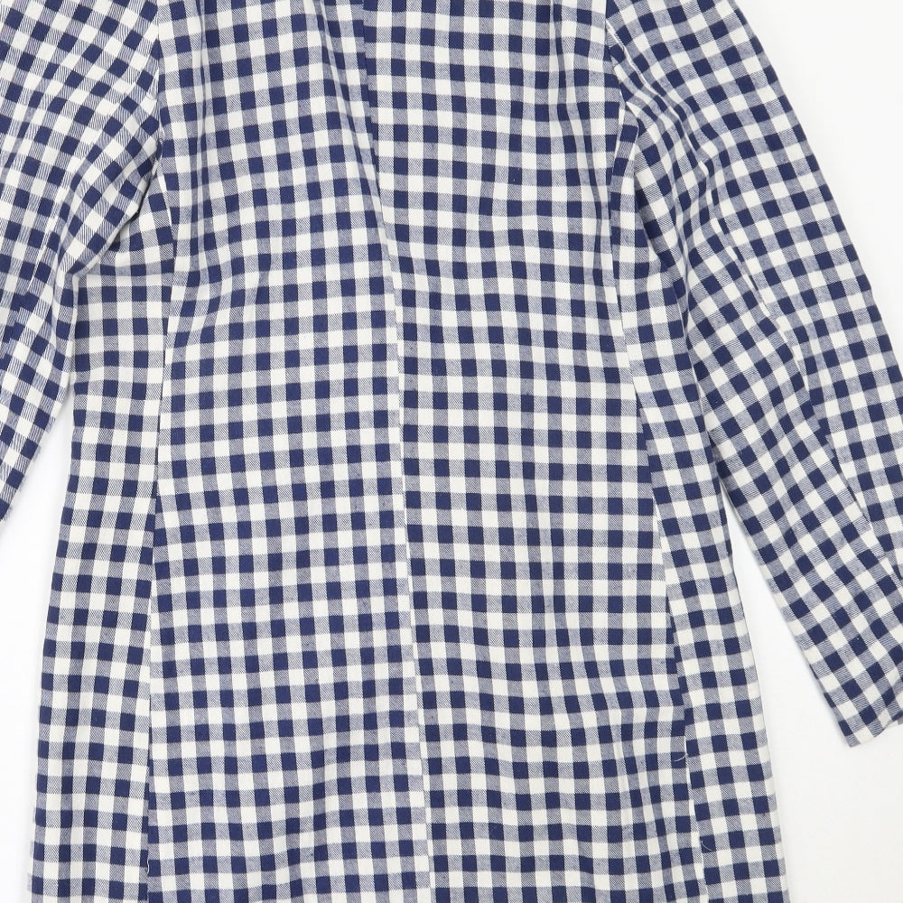 Izabel London Womens Blue Check  Overcoat Coat Size 10