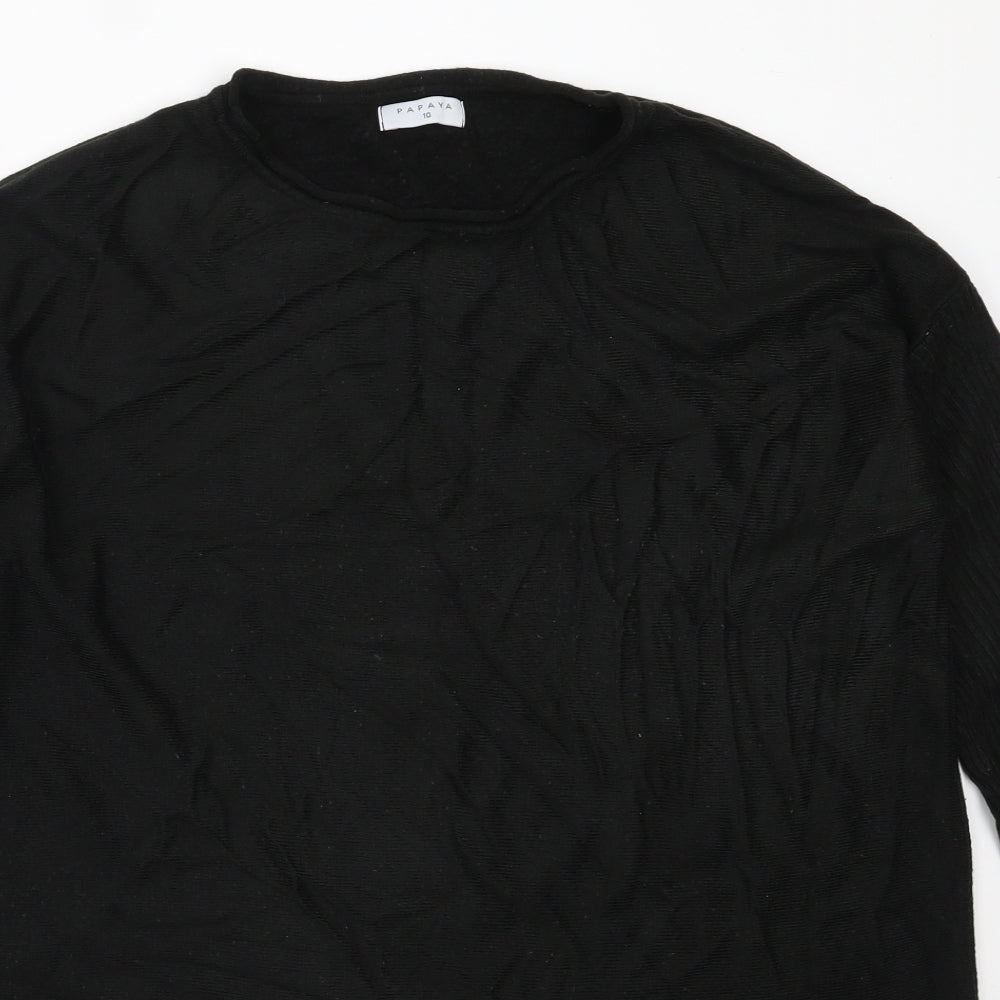 Papaya Womens Black Round Neck  Acrylic Pullover Jumper Size 10