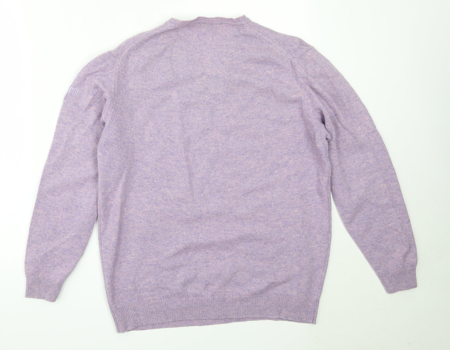 Ashworth Womens Purple V-Neck  Wool Pullover Jumper Size L
