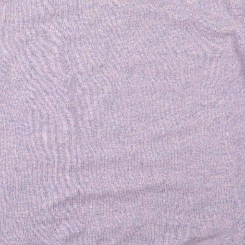 Ashworth Womens Purple V-Neck  Wool Pullover Jumper Size L