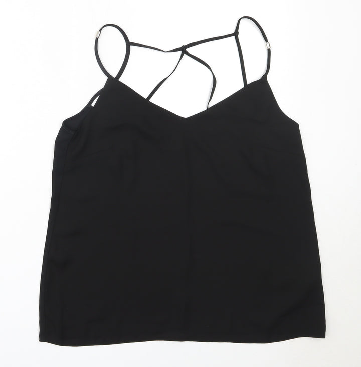 Lipsy Womens Black Polyester Camisole Blouse Size 10 V-Neck
