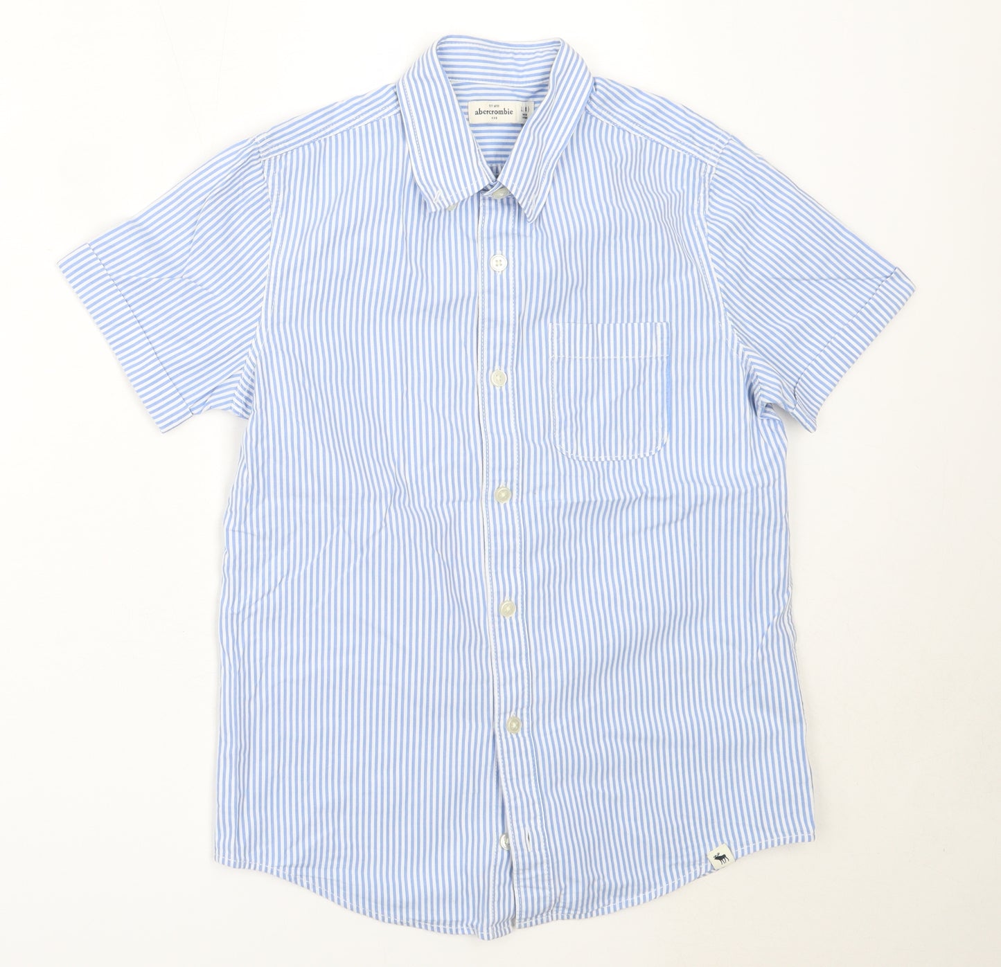Abercrombie & Fitch Boys Black Striped Cotton Basic Button-Up Size 14 Years Collared