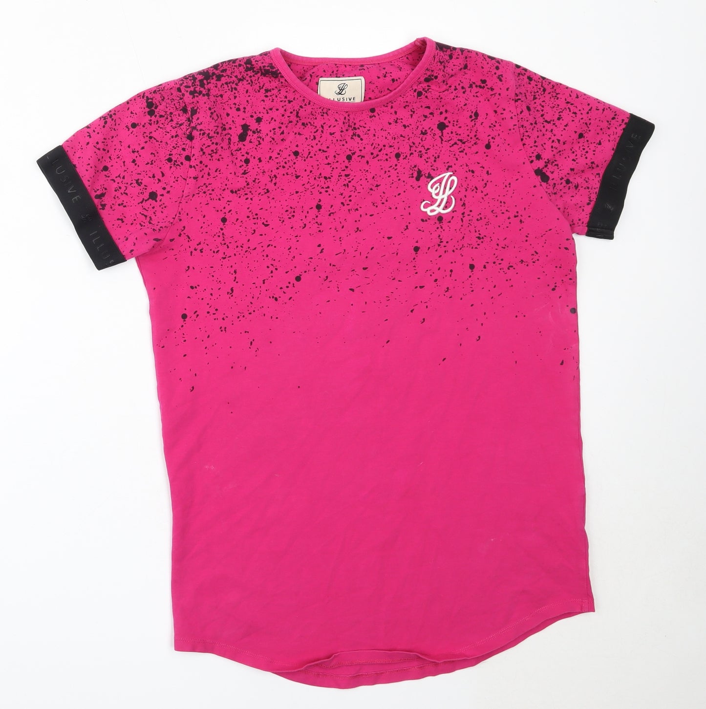 Illusive Boys Pink  Cotton Basic T-Shirt Size 15 Years Round Neck