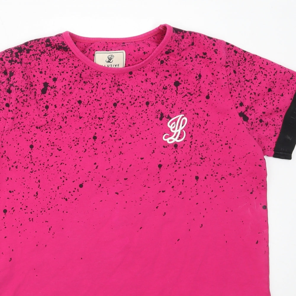 Illusive Boys Pink  Cotton Basic T-Shirt Size 15 Years Round Neck