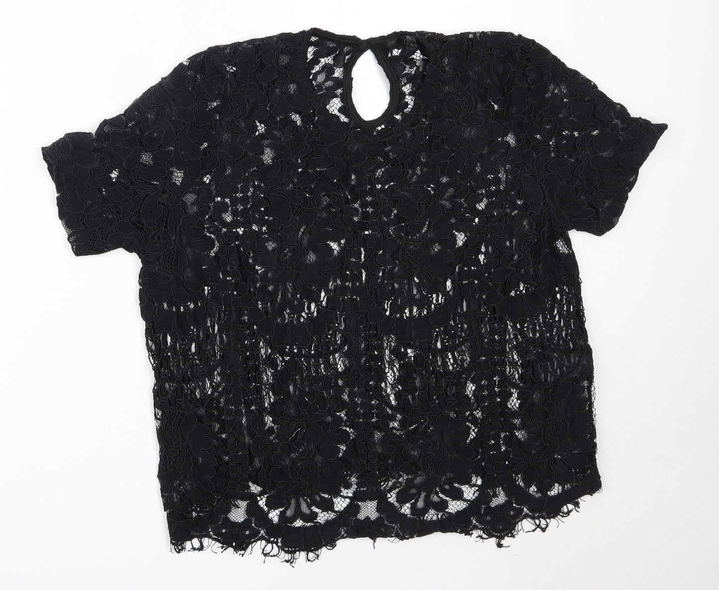 NEXT Womens Black  Viscose Basic Blouse Size 14 Round Neck