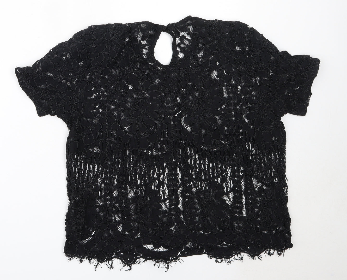 NEXT Womens Black  Viscose Basic Blouse Size 14 Round Neck