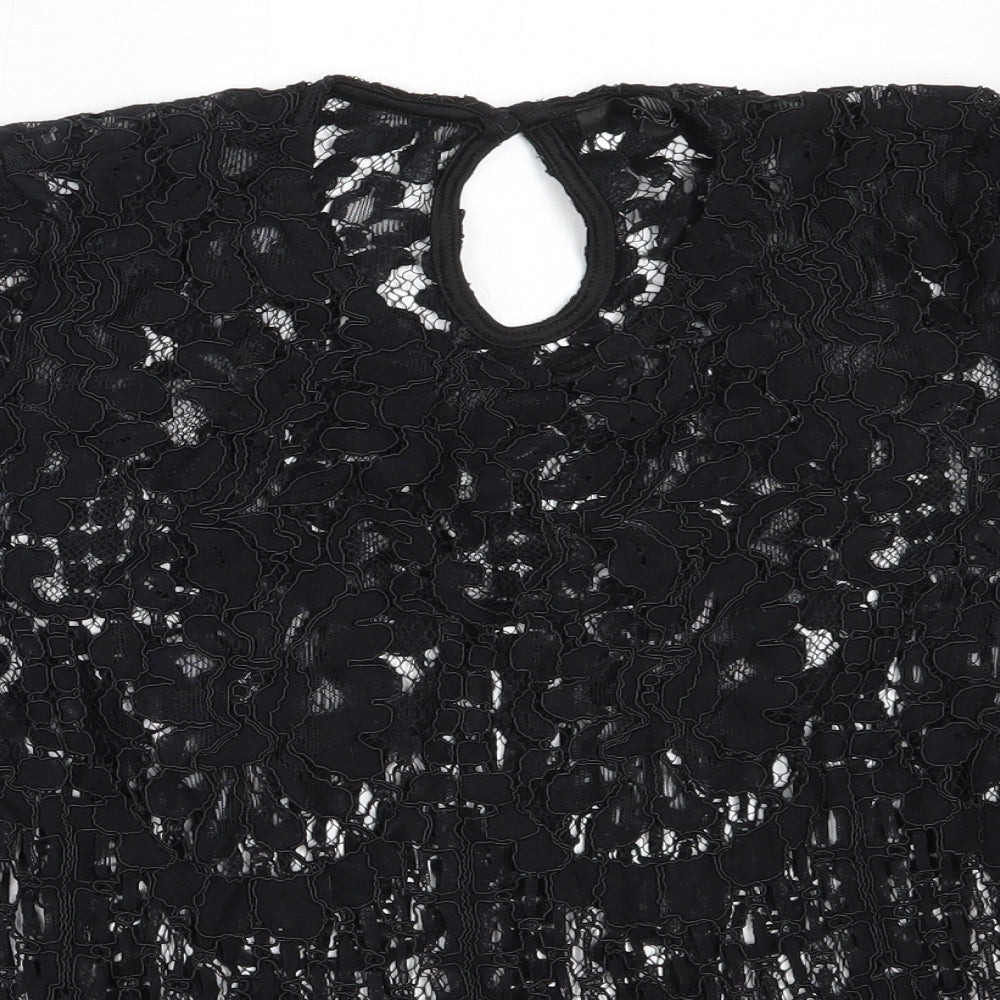NEXT Womens Black  Viscose Basic Blouse Size 14 Round Neck