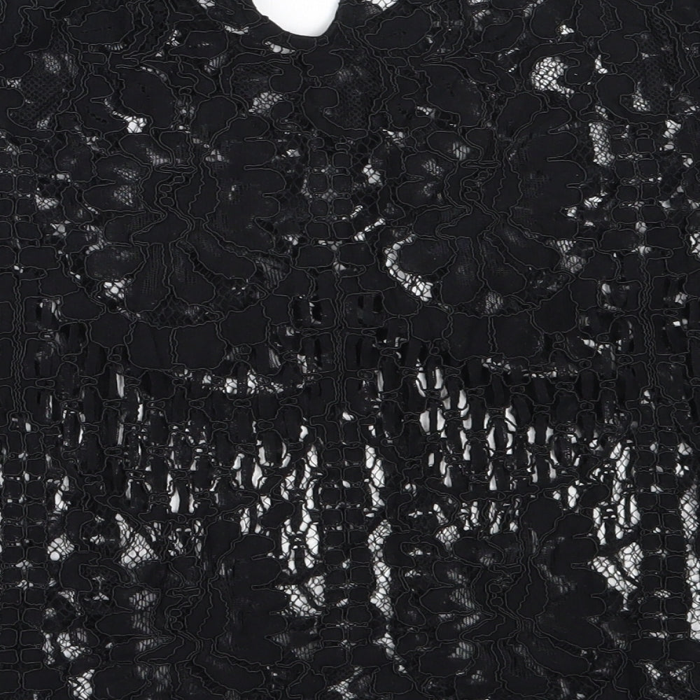 NEXT Womens Black  Viscose Basic Blouse Size 14 Round Neck