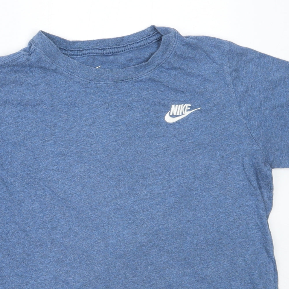 Nike Boys Blue  Cotton Basic T-Shirt Size L Round Neck