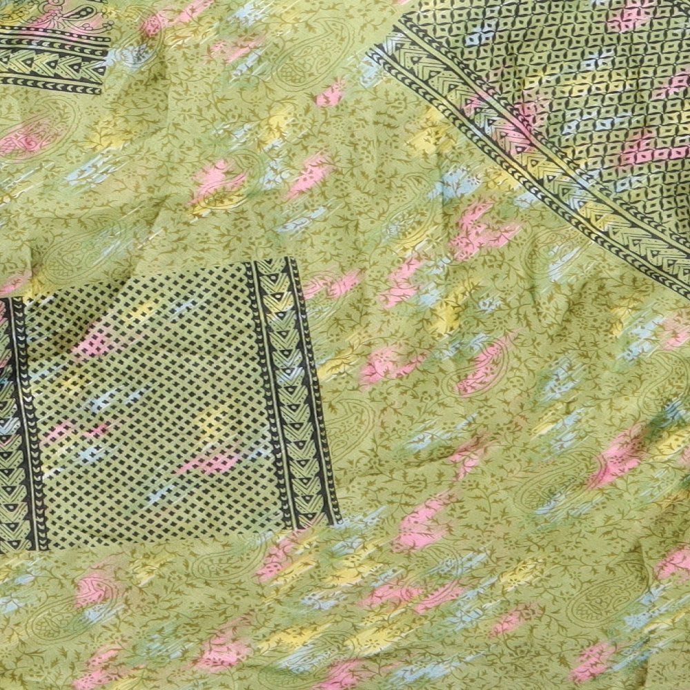 Preworn Womens Green  Polyester Basic Blouse Size L V-Neck