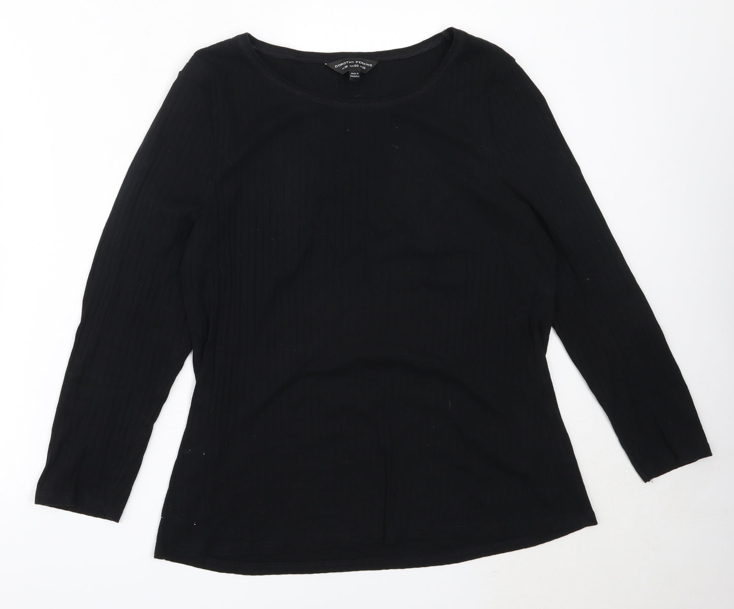 Dorothy Perkins Womens Black  Cotton Basic T-Shirt Size 12 Round Neck