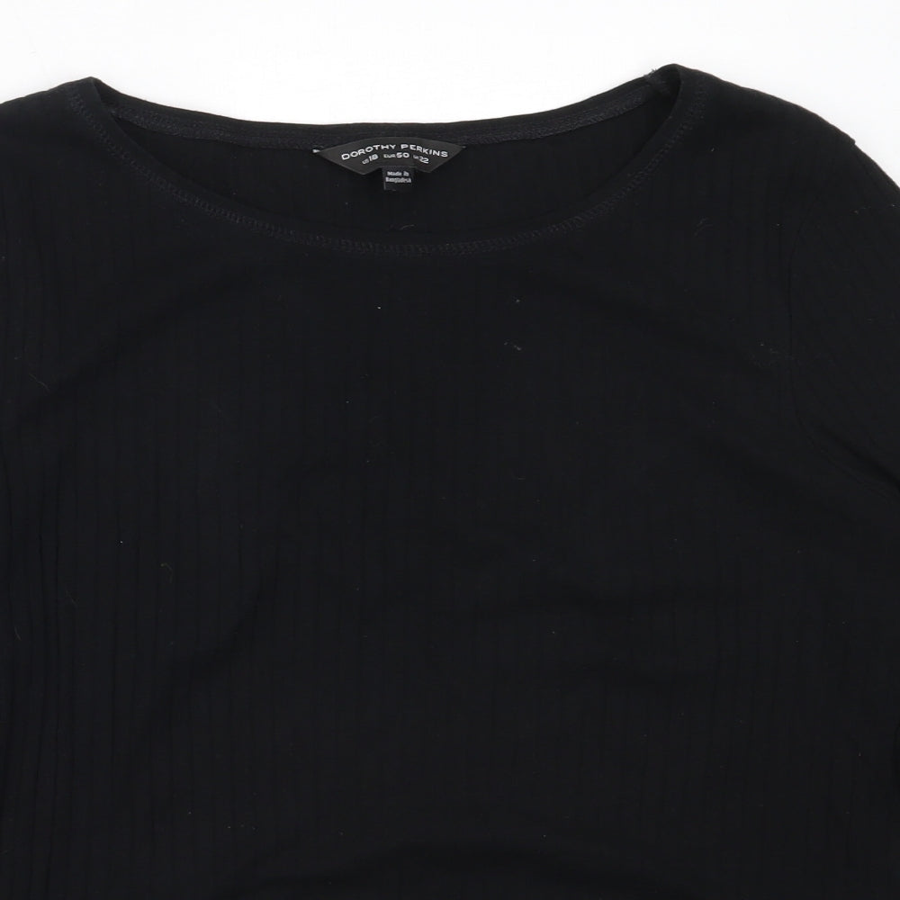 Dorothy Perkins Womens Black  Cotton Basic T-Shirt Size 12 Round Neck