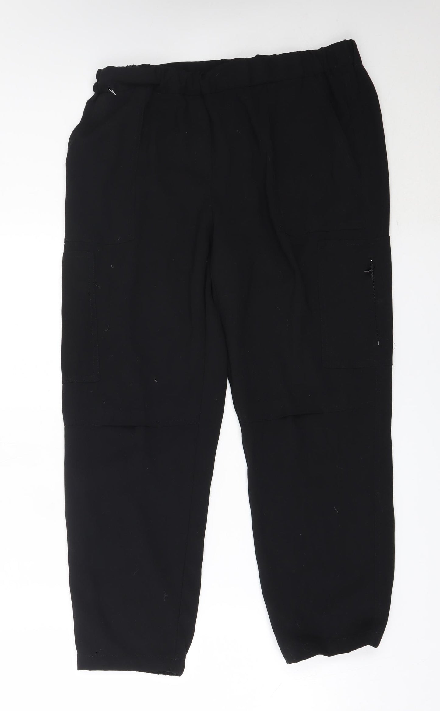 NEXT Womens Black  Polyester Jogger Trousers Size 14 L26.5 in Regular
