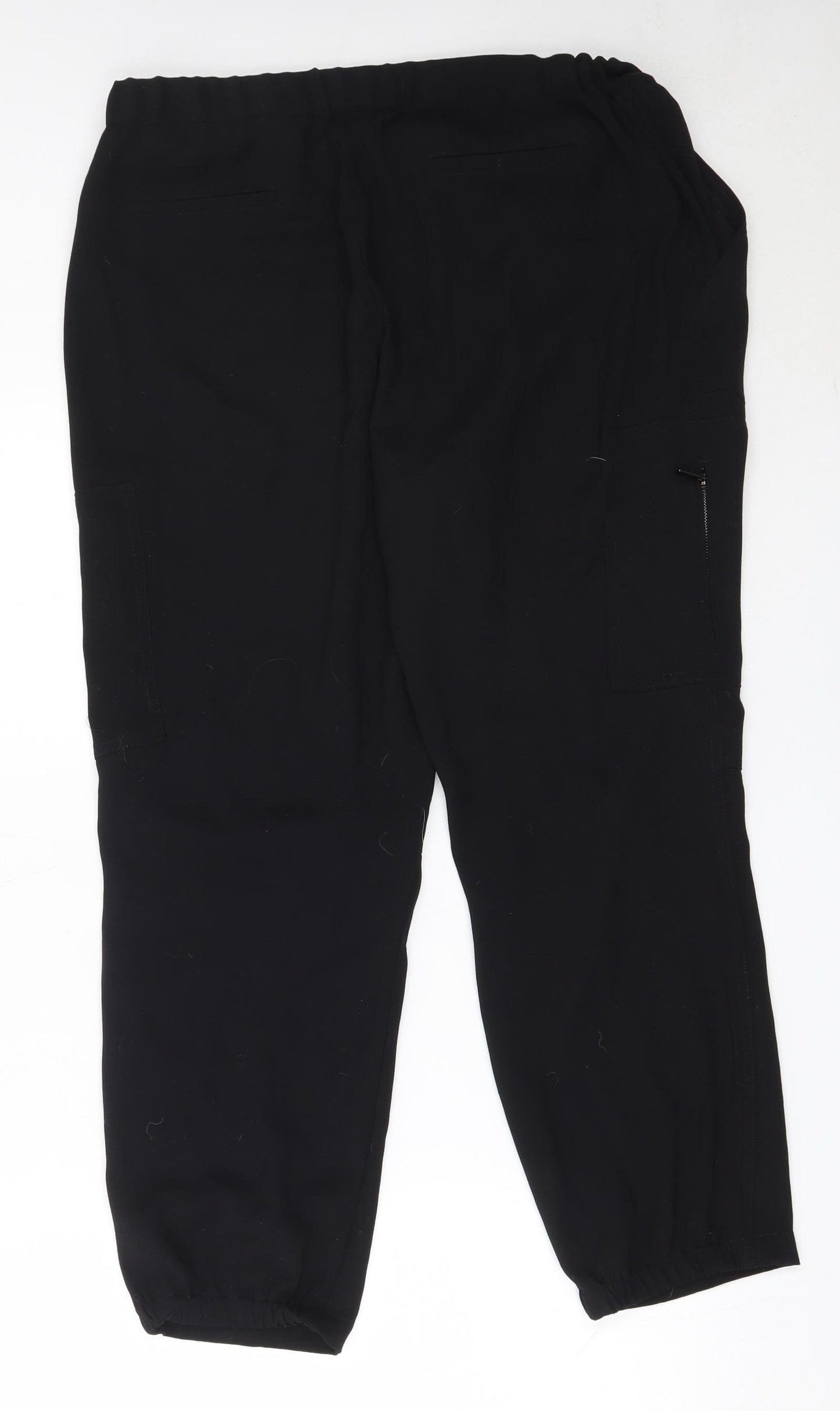 NEXT Womens Black  Polyester Jogger Trousers Size 14 L26.5 in Regular