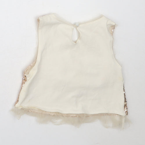 Miss Marine Girls Ivory  Cotton Basic Blouse Size 4 Years Round Neck