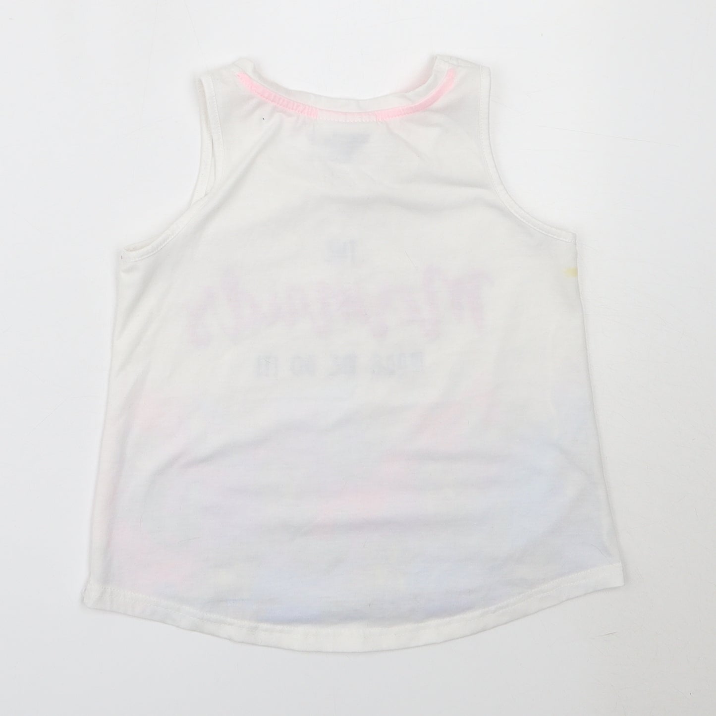 Mango Girls White  Polyester Basic Tank Size 8 Years Round Neck  - mermaid