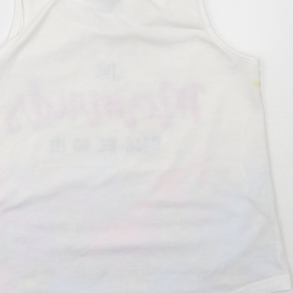 Mango Girls White  Polyester Basic Tank Size 8 Years Round Neck  - mermaid