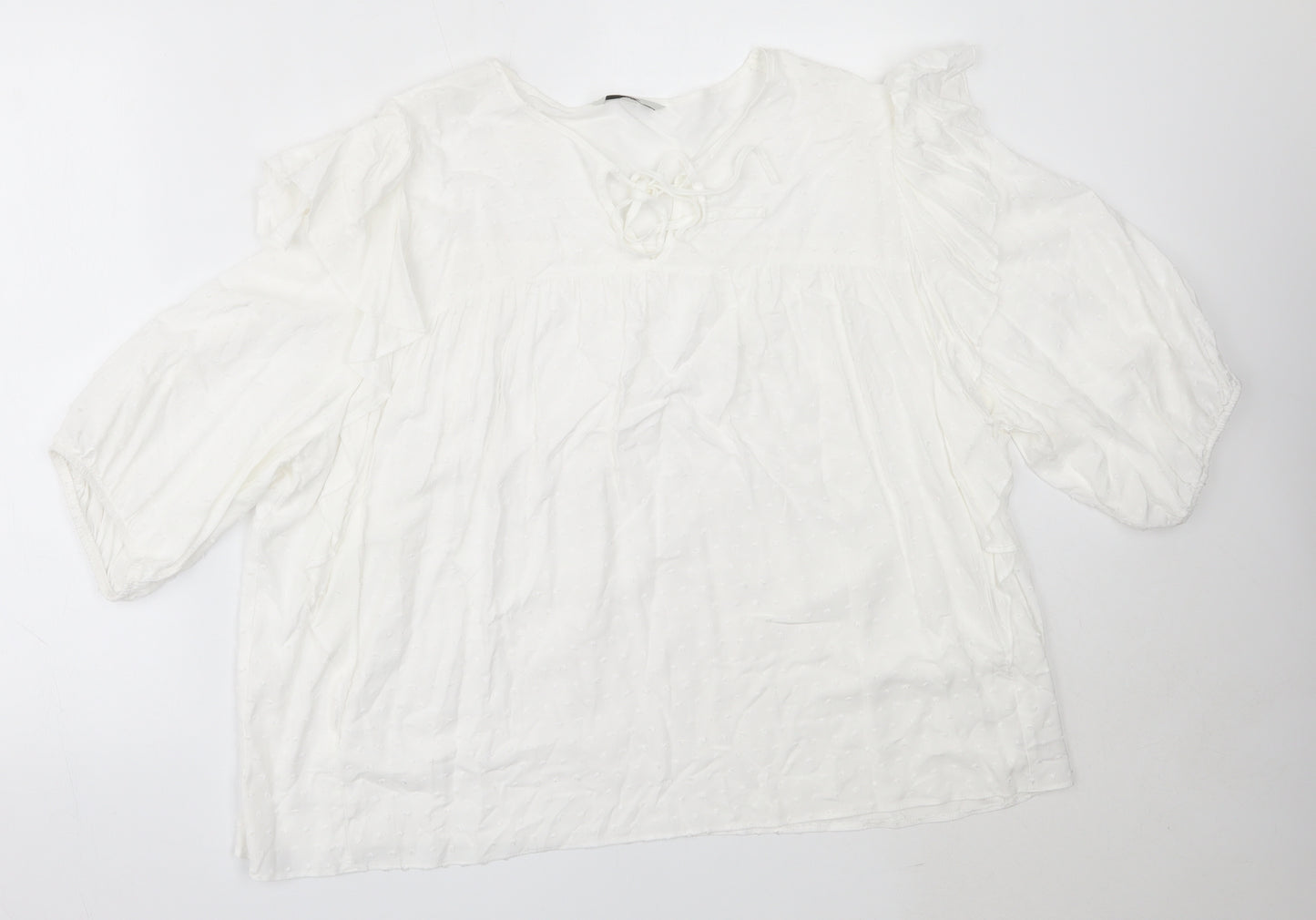 George Womens White  Viscose Basic Blouse Size 20 Round Neck