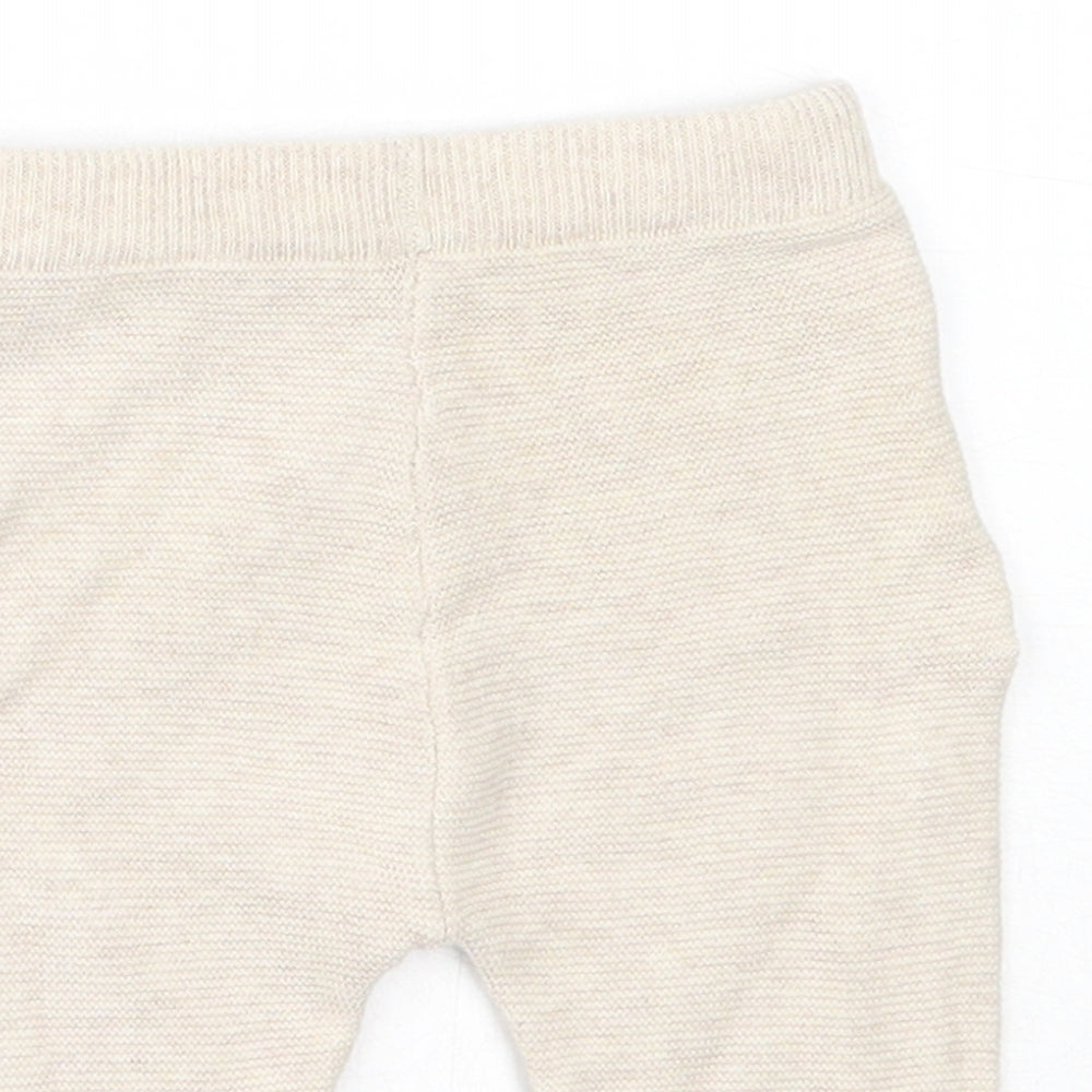 Nutmeg Boys Beige  Cotton Jogger Trousers Size 0-3 Months