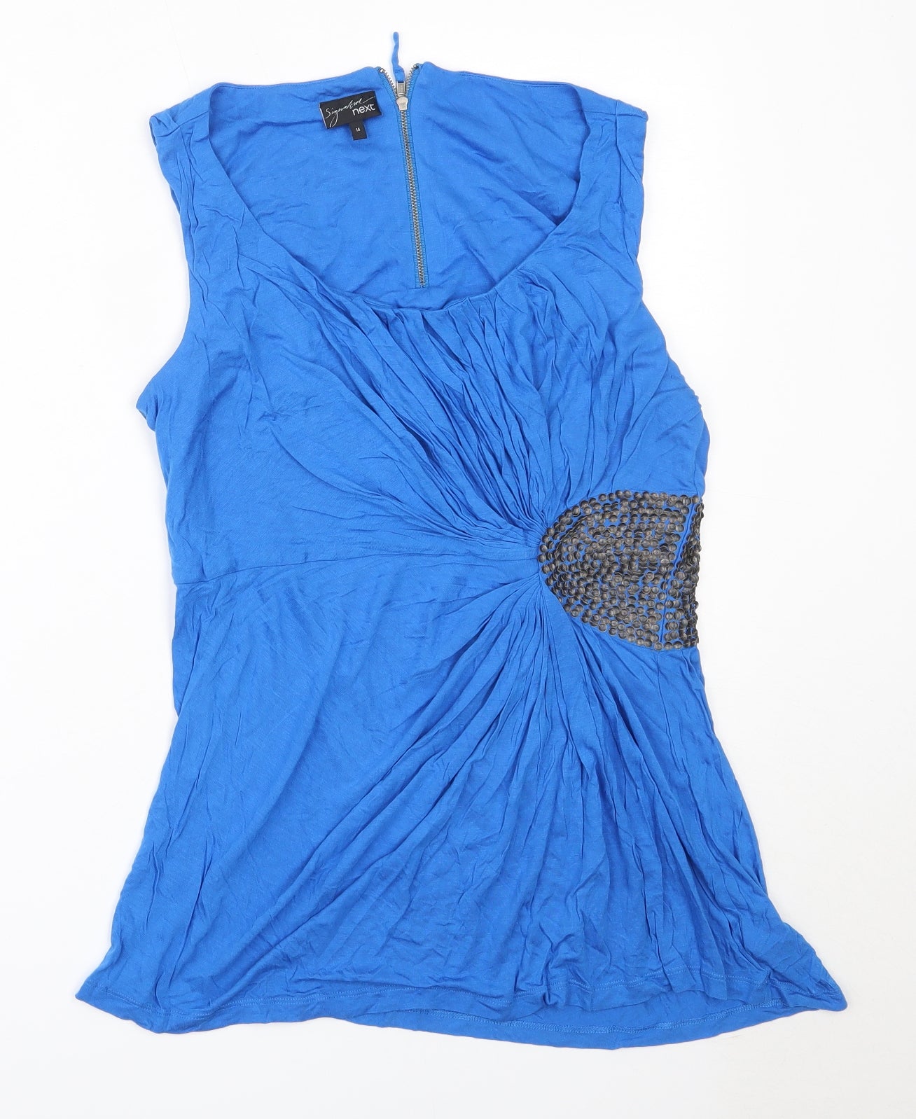 NEXT Womens Blue  Viscose Basic Blouse Size 14 Round Neck