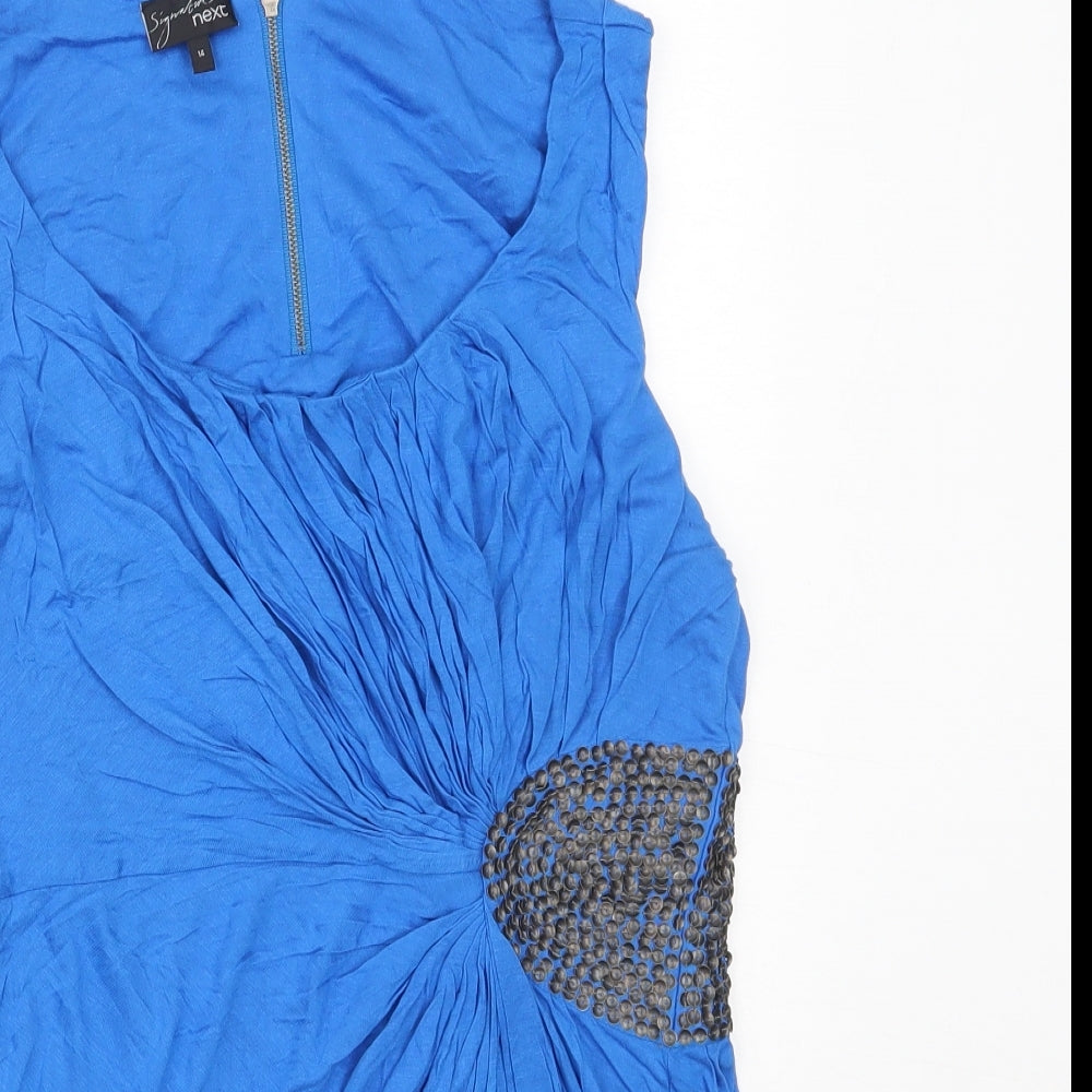 NEXT Womens Blue  Viscose Basic Blouse Size 14 Round Neck
