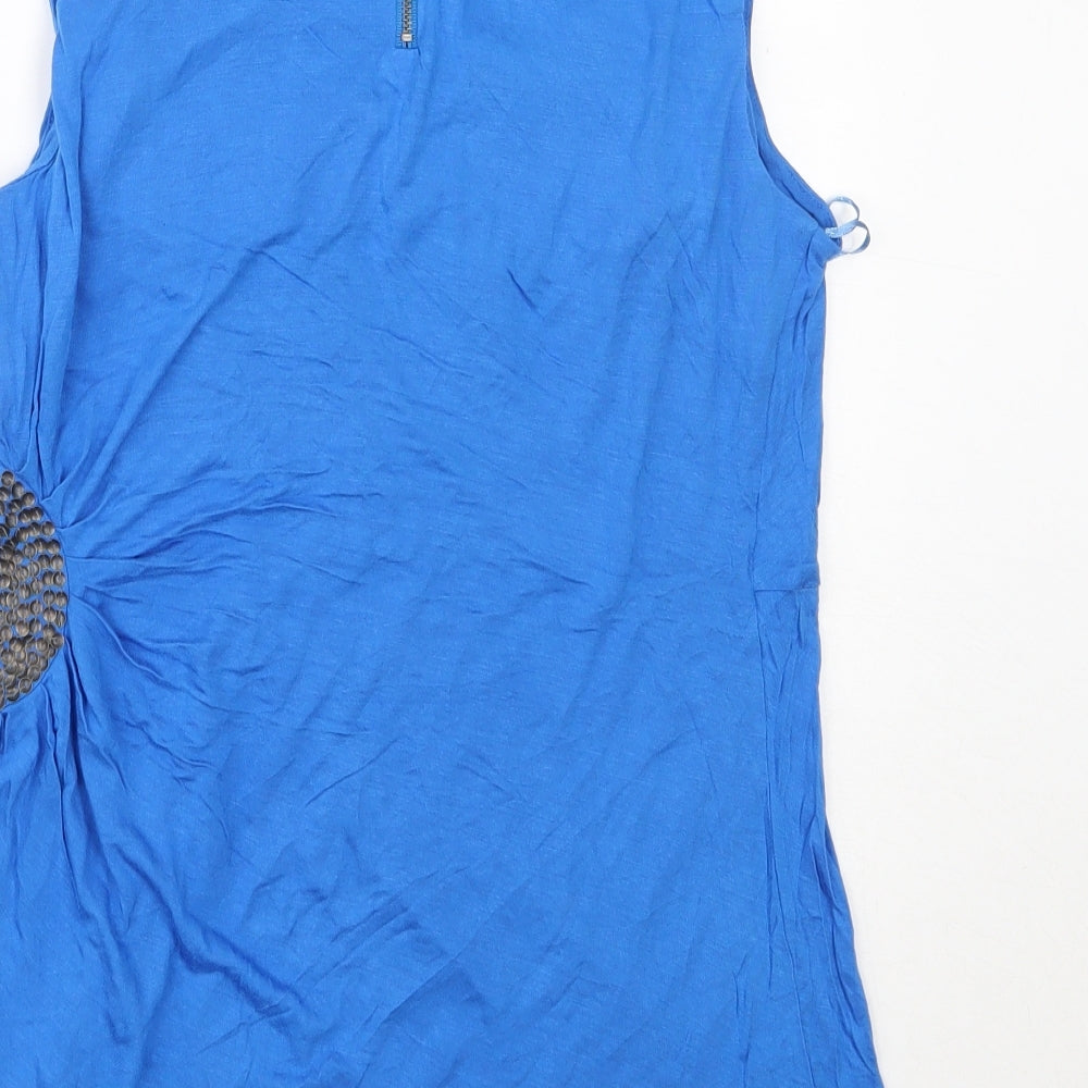 NEXT Womens Blue  Viscose Basic Blouse Size 14 Round Neck
