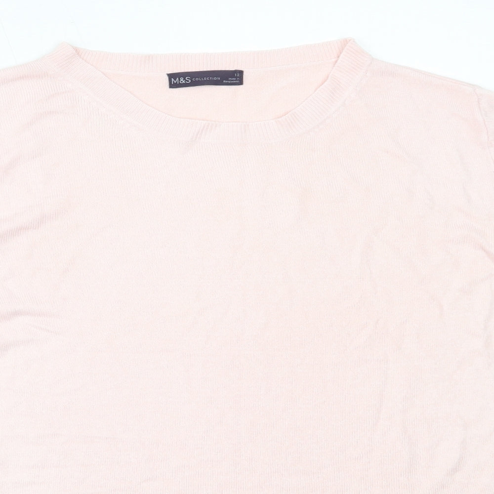 Marks and Spencer Womens Pink Round Neck  Acrylic Pullover Jumper Size 12