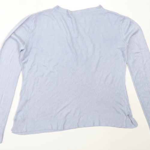 Marks and Spencer Womens Blue Round Neck  Acrylic Pullover Jumper Size 14