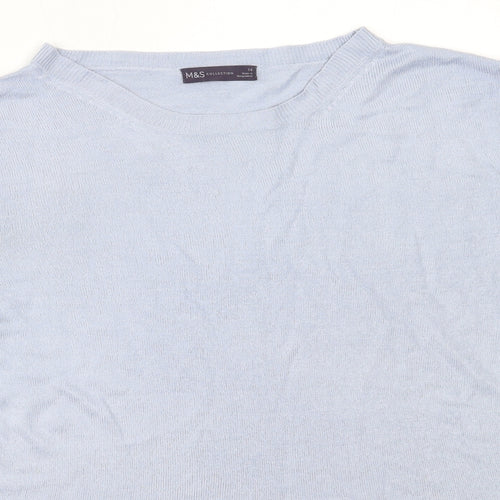 Marks and Spencer Womens Blue Round Neck  Acrylic Pullover Jumper Size 14
