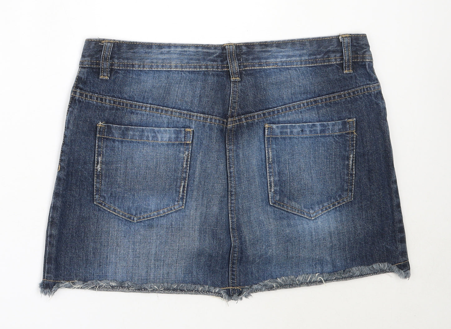 F&F Womens Blue  Cotton Mini Skirt Size 14