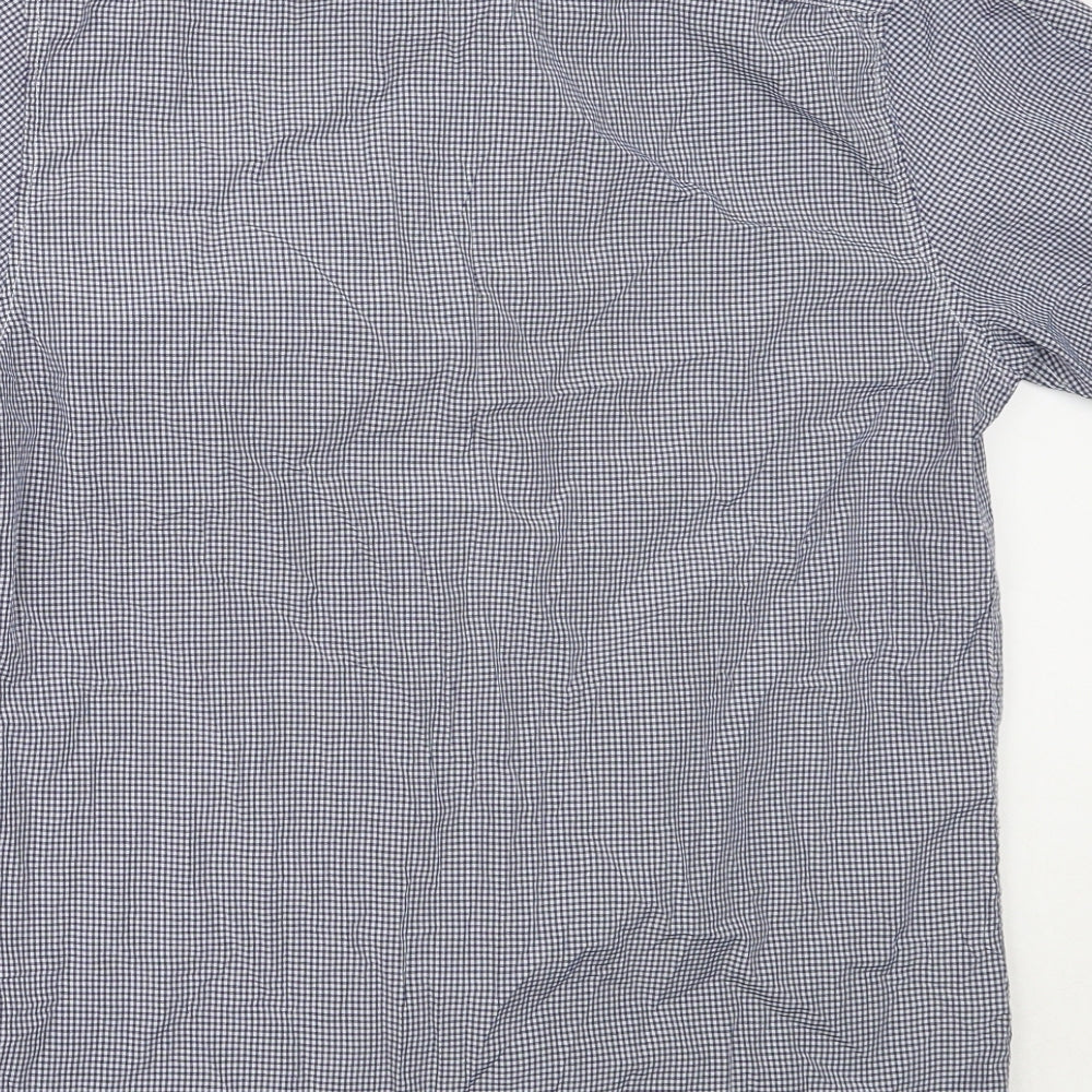 Jeff Banks Mens Blue Check Polyester  Button-Up Size M Collared