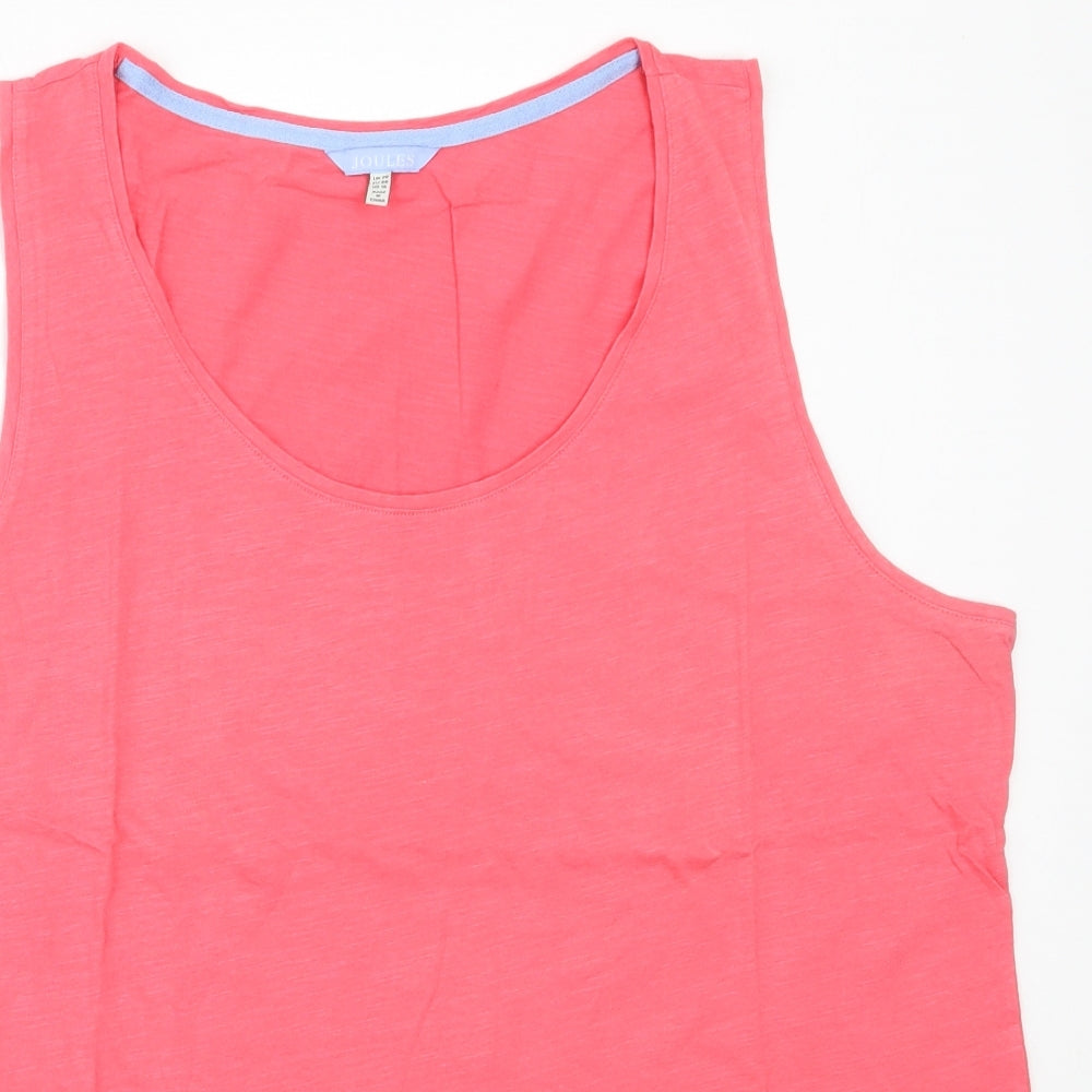 Joules Womens Pink  Cotton Basic Tank Size 20 Round Neck