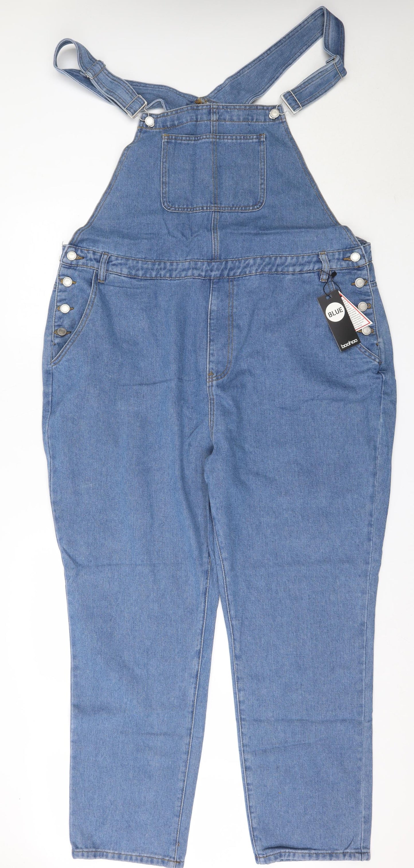Boohoo Womens Blue  Cotton Dungaree One-Piece Size 22