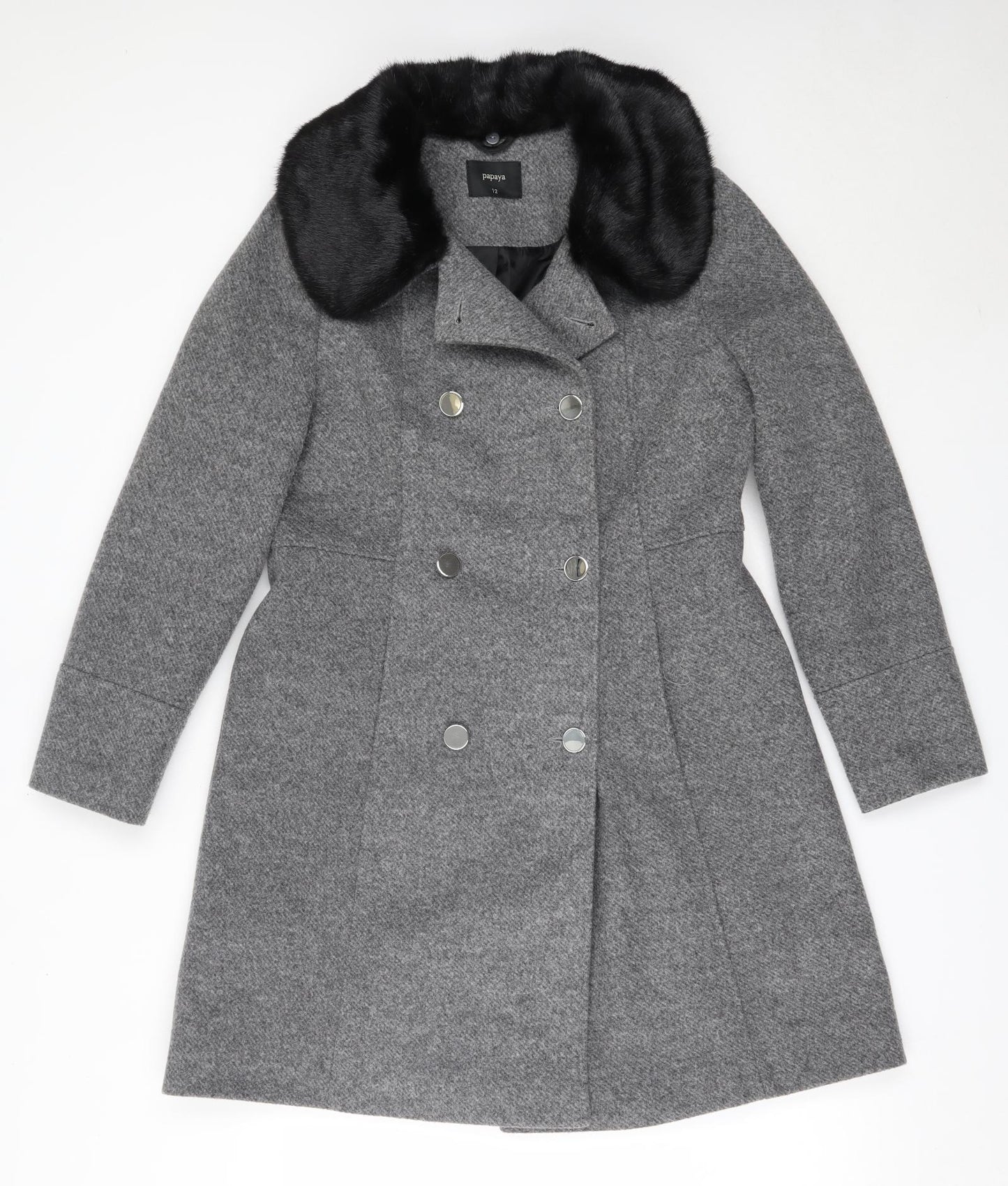 Papaya Womens Grey   Overcoat Coat Size 12