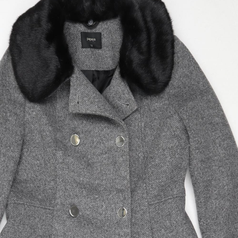 Papaya Womens Grey   Overcoat Coat Size 12