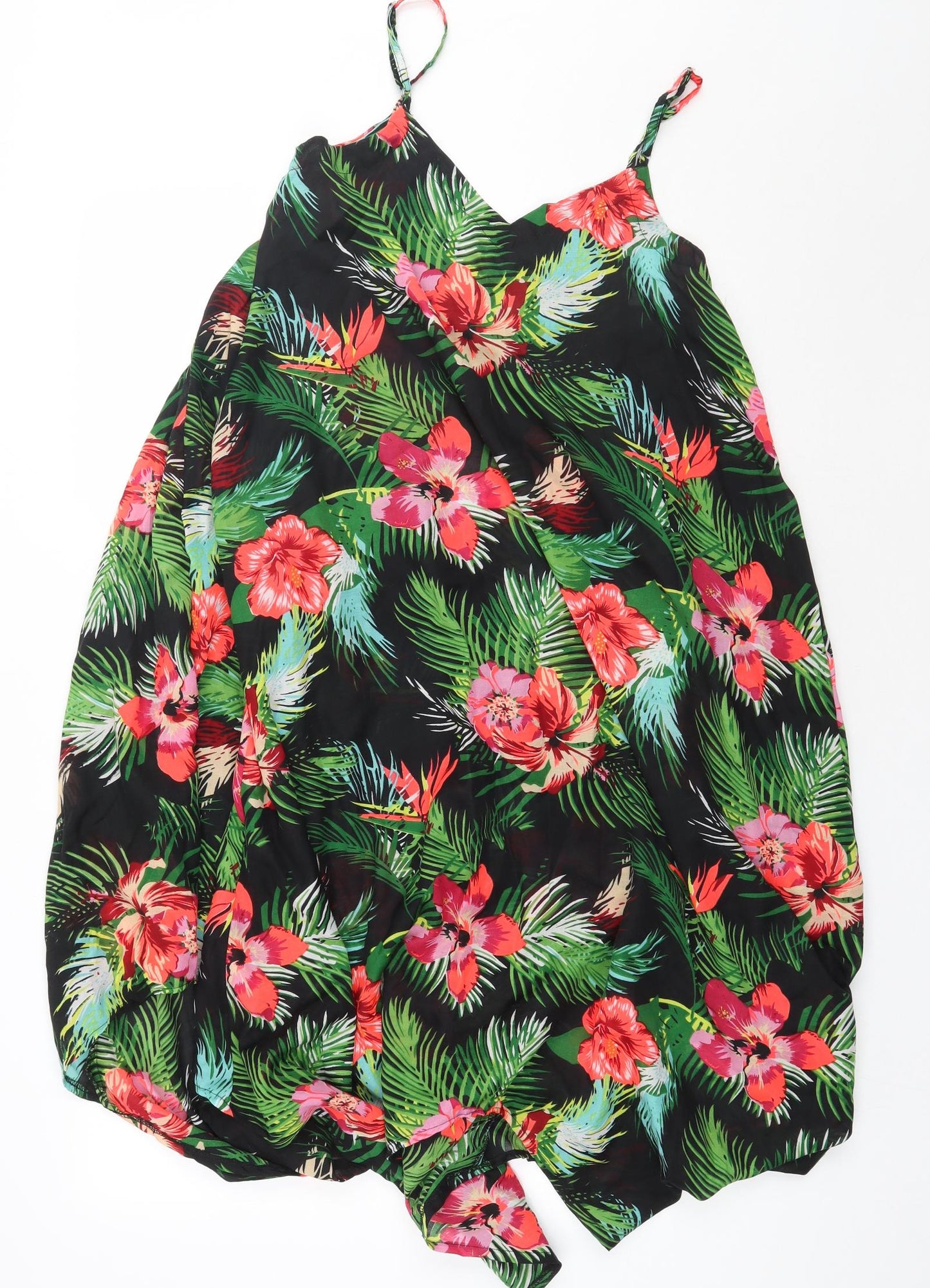 pep&co Womens Black Floral Polyester A-Line  Size M  V-Neck Pullover