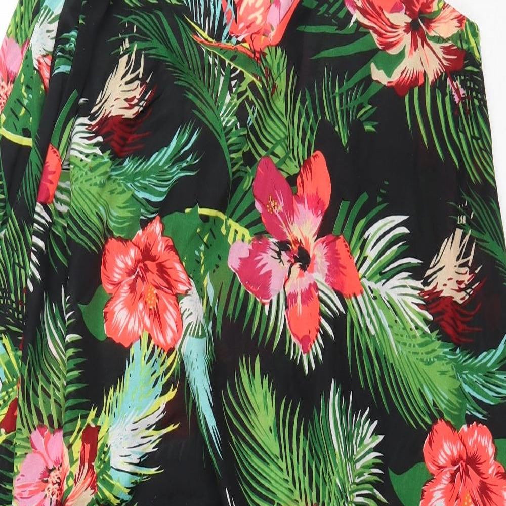 pep&co Womens Black Floral Polyester A-Line  Size M  V-Neck Pullover