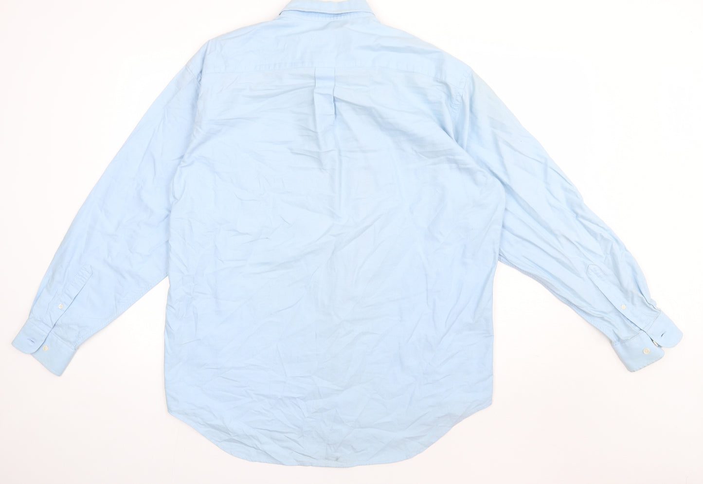 Thomas Burberry Mens Blue  Cotton  Button-Up Size XL Collared Button