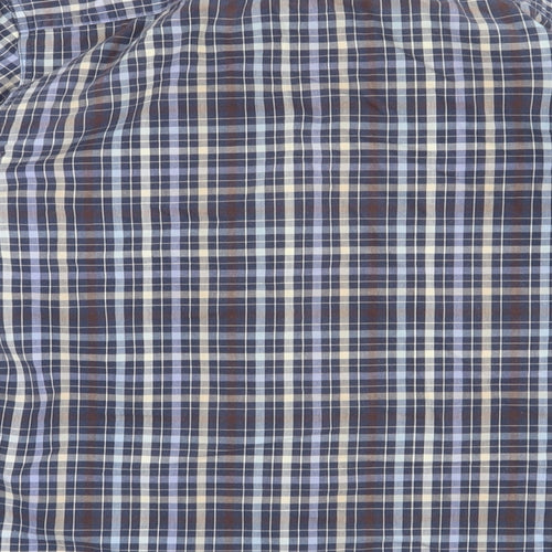 Oak valley Mens Blue Check Cotton  Button-Up Size S Collared Button