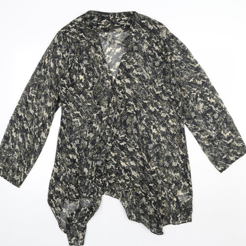 Kushi Womens Green V-Neck Animal Print Polyester Cape Jumper Size 16