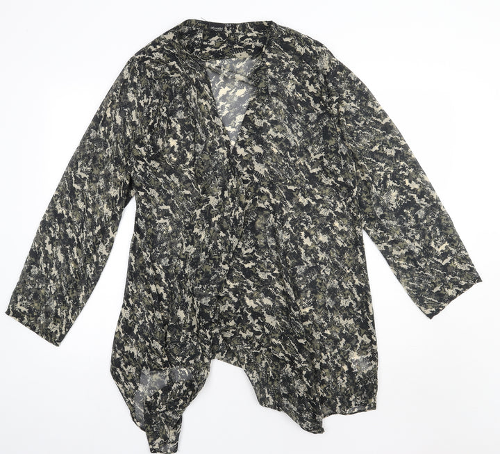 Kushi Womens Green V-Neck Animal Print Polyester Cape Jumper Size 16