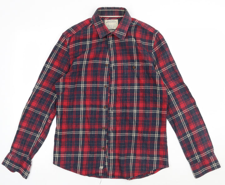 Burton Mens Red Check Cotton  Button-Up Size S Collared Button
