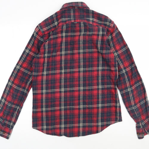 Burton Mens Red Check Cotton  Button-Up Size S Collared Button