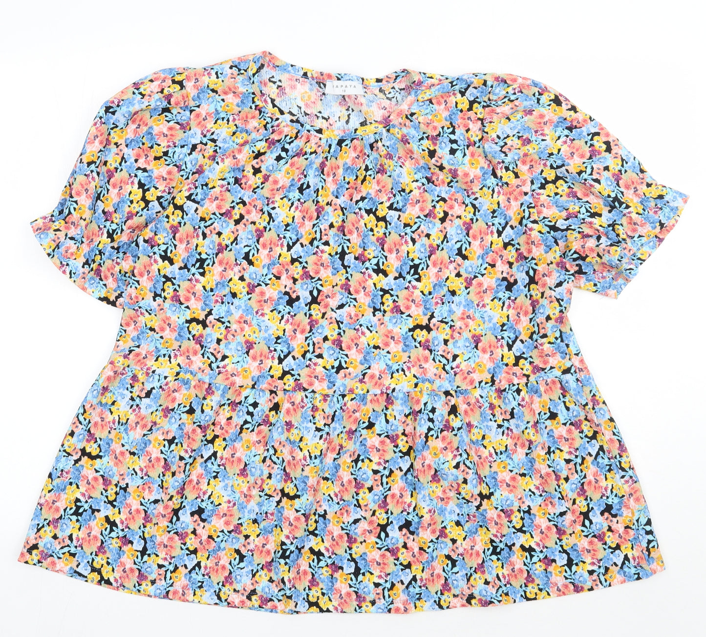 Matalan Womens Multicoloured Floral Polyester Basic T-Shirt Size 18 Crew Neck
