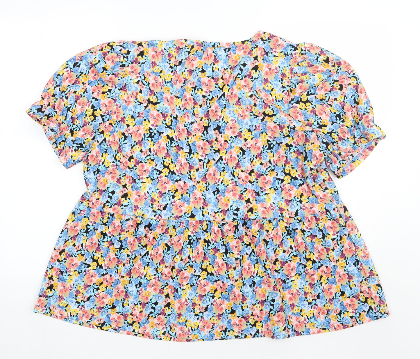 Matalan Womens Multicoloured Floral Polyester Basic T-Shirt Size 18 Crew Neck