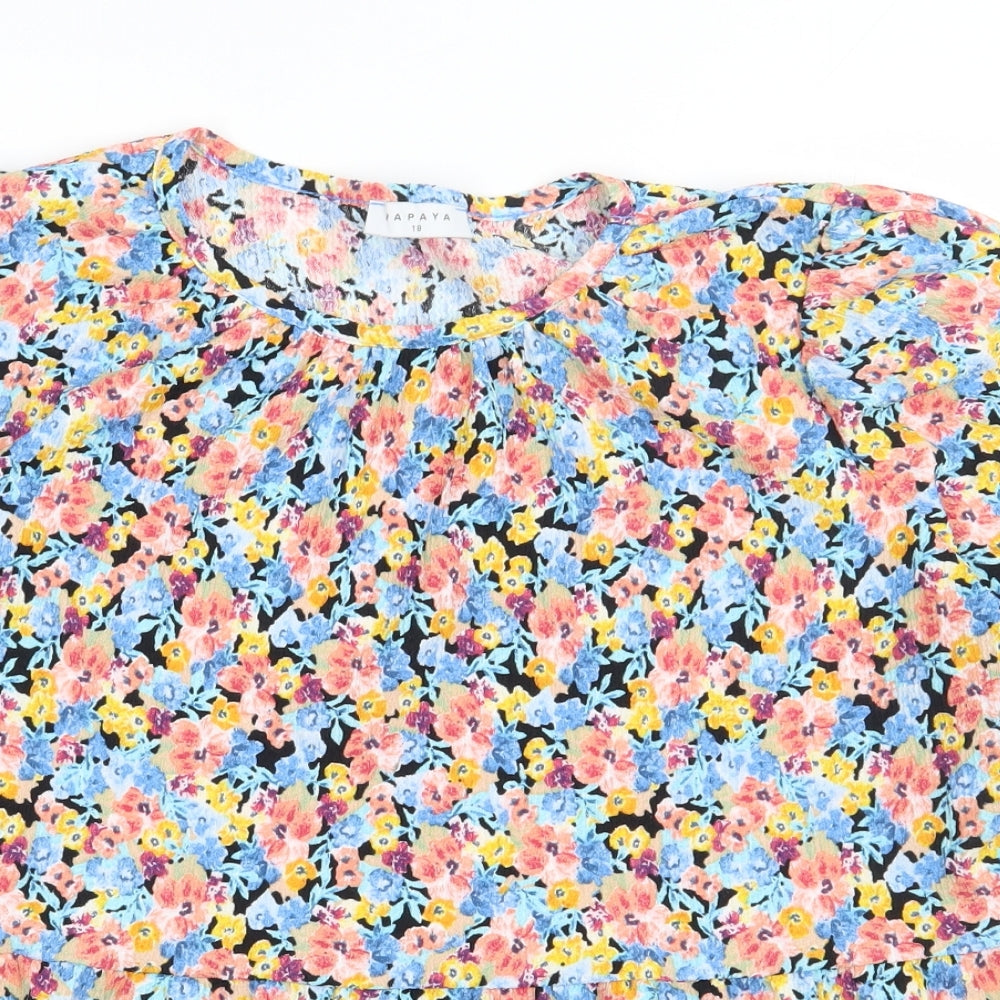 Matalan Womens Multicoloured Floral Polyester Basic T-Shirt Size 18 Crew Neck