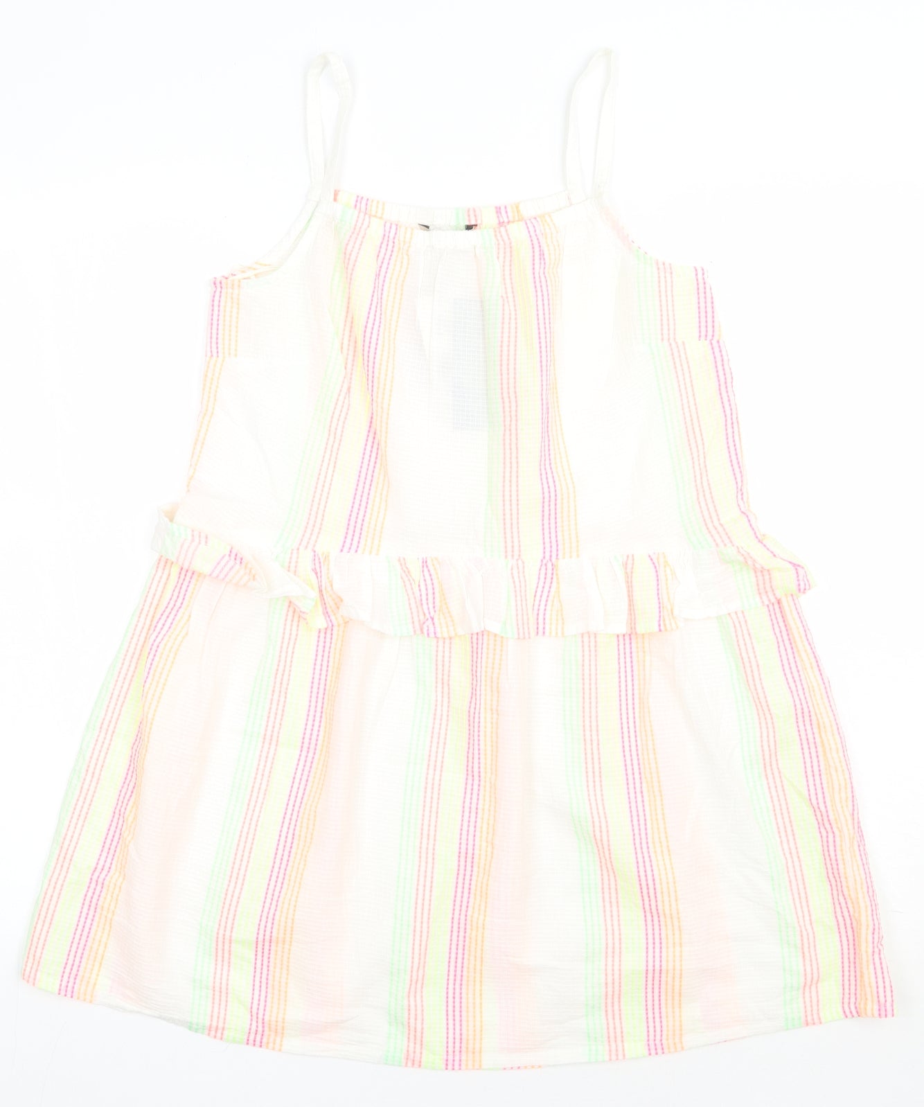 George Girls Multicoloured Striped Coir A-Line  Size 12-13 Years  Square Neck Pullover